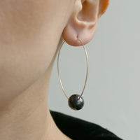 Black Onyx Large Hoop Earrings