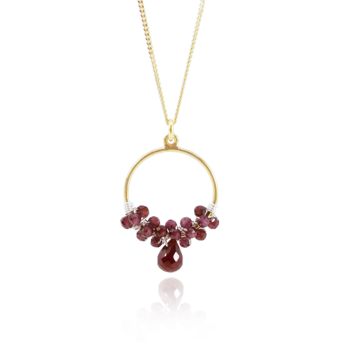 Garnet Hoop Pendant