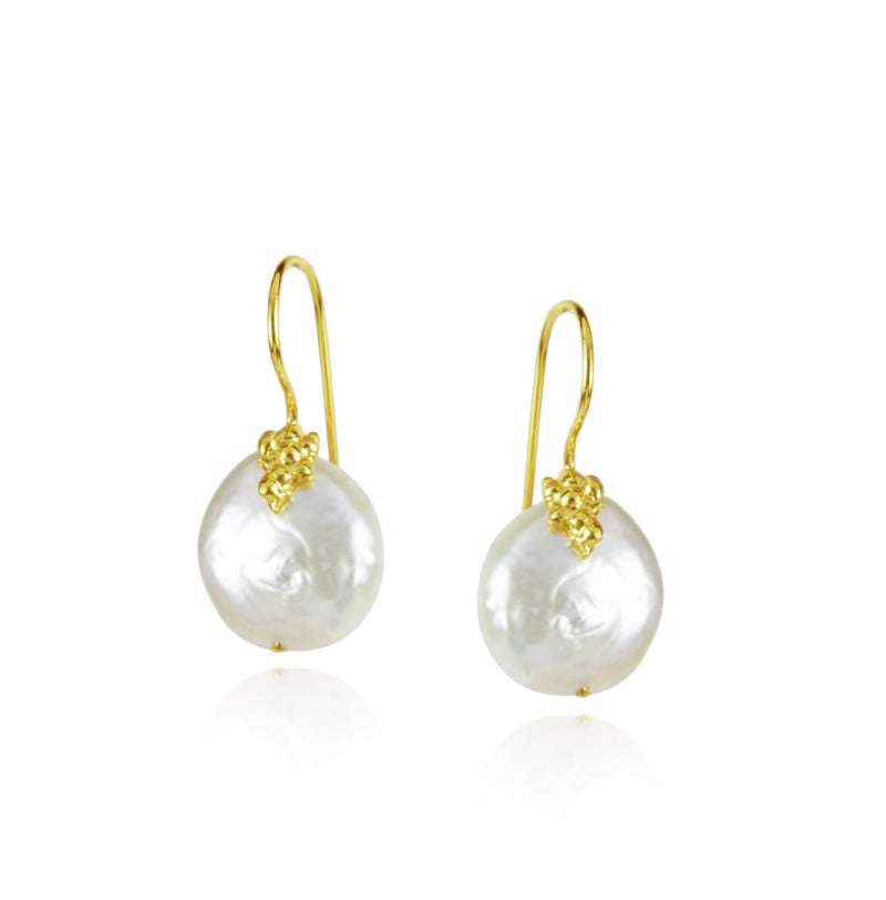 White Pearl Vermeil Earrings