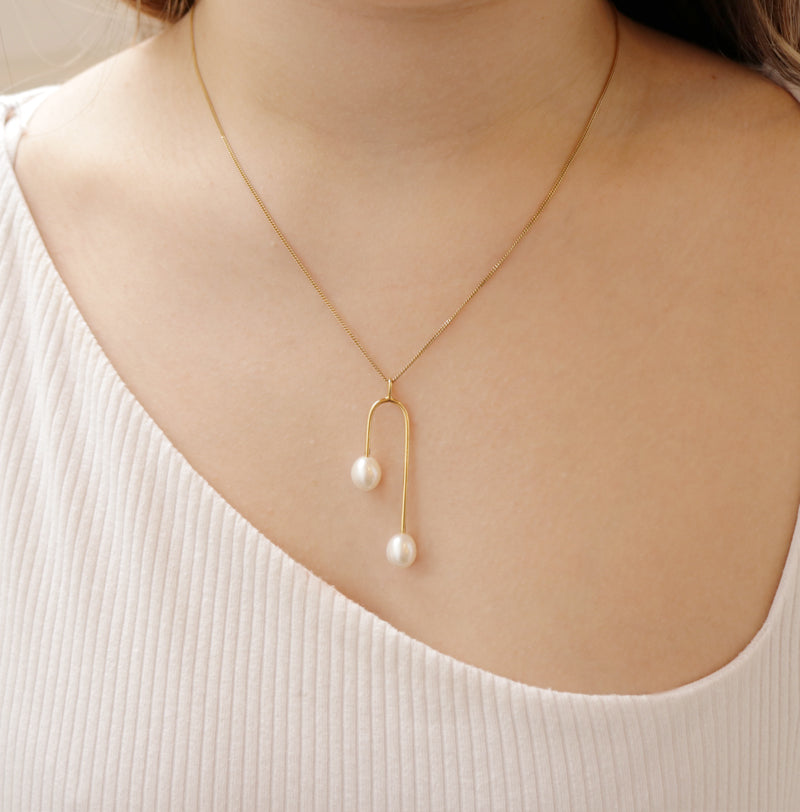 Double White Pearl Pendant