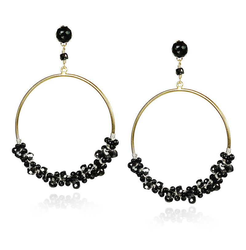 Black Onyx Statement Hoop Earrings