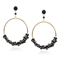 Black Onyx Statement Hoop Earrings