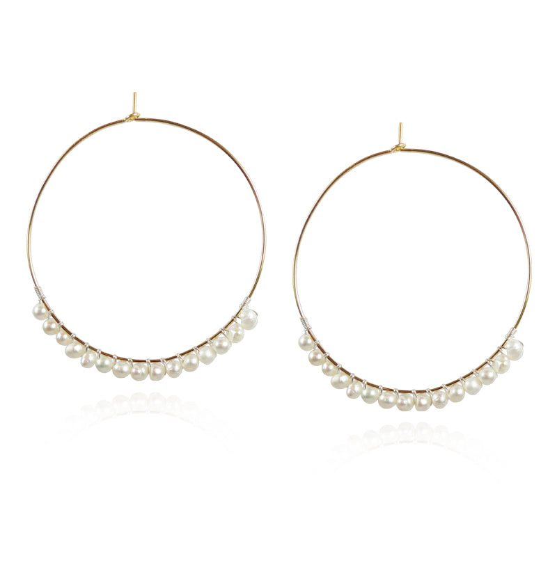 White Pearl Wrapped Hoops