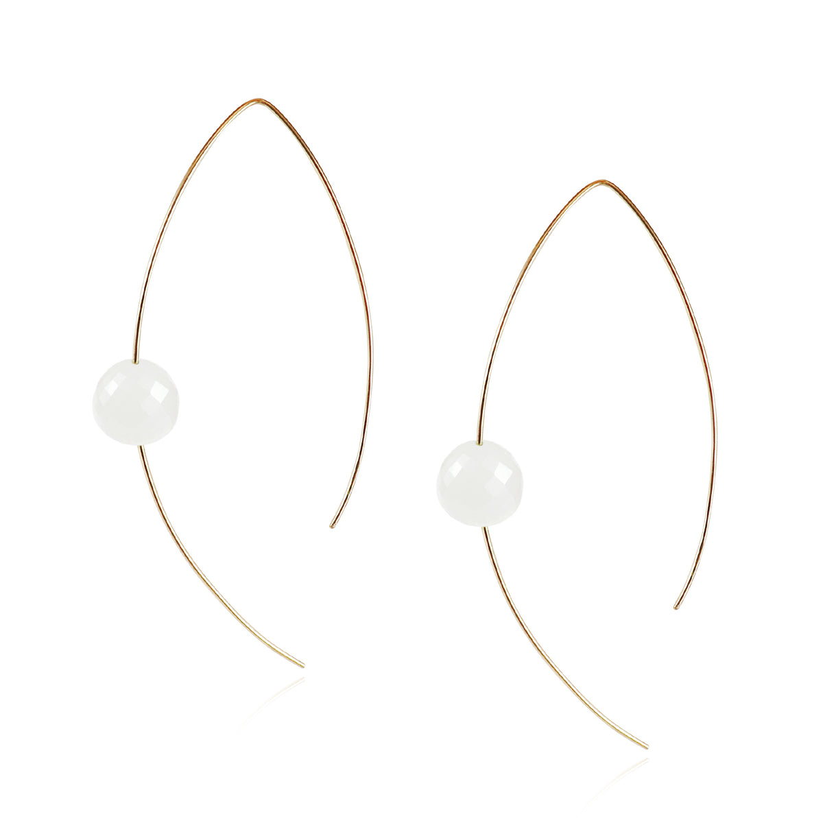 White Chalcedony Fish Hook Earrings