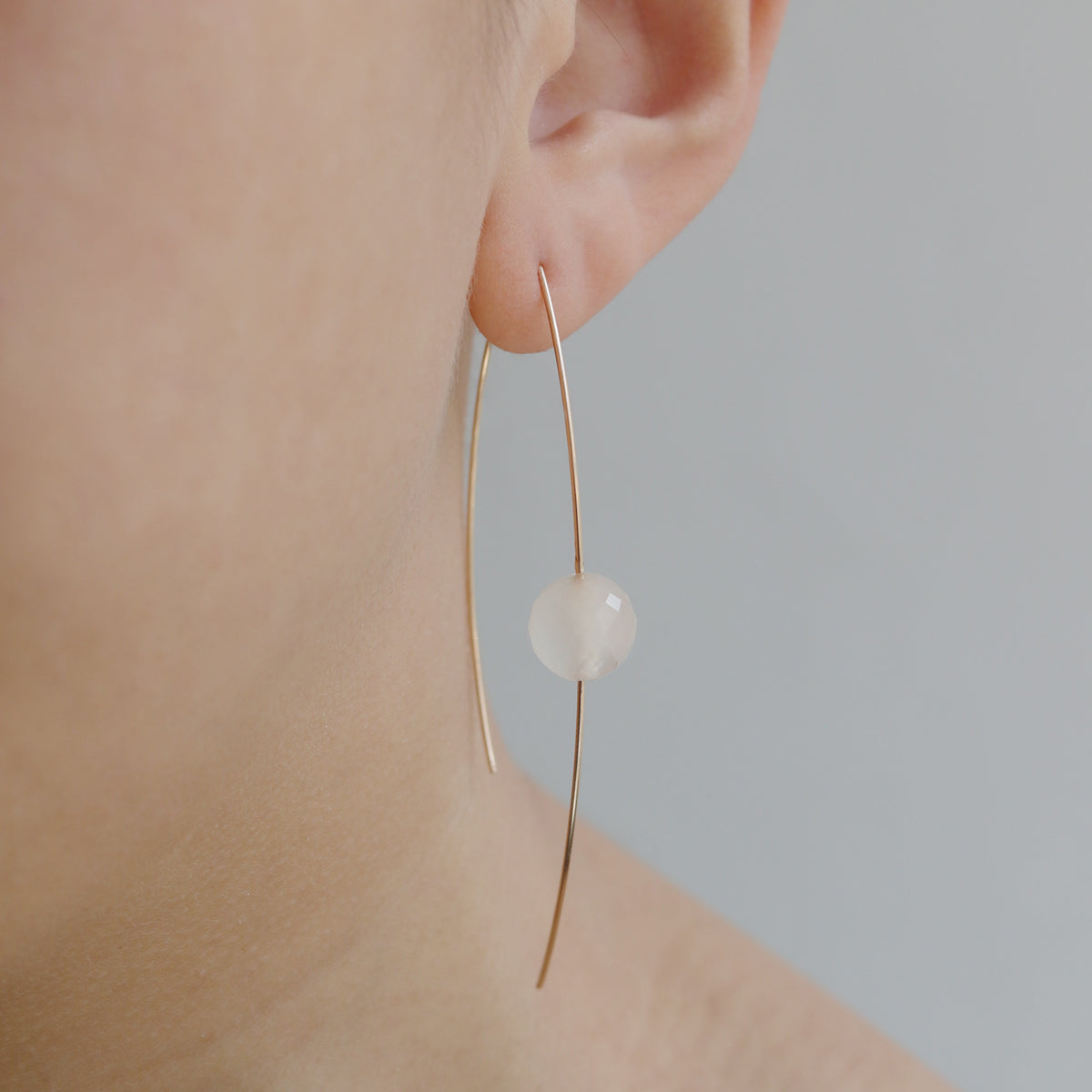 White Chalcedony Fish Hook Earrings