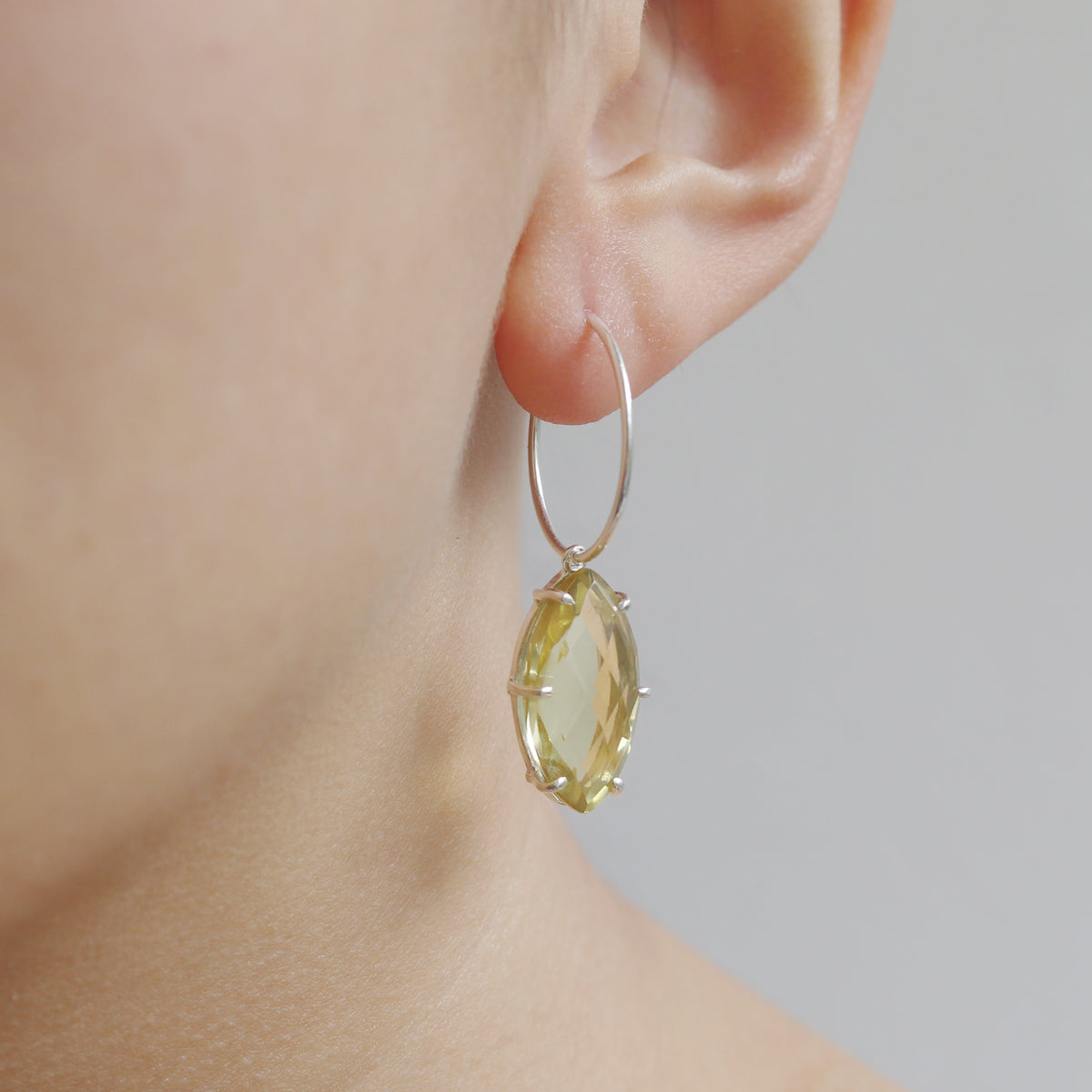 Lemon Quartz Drop Hoops