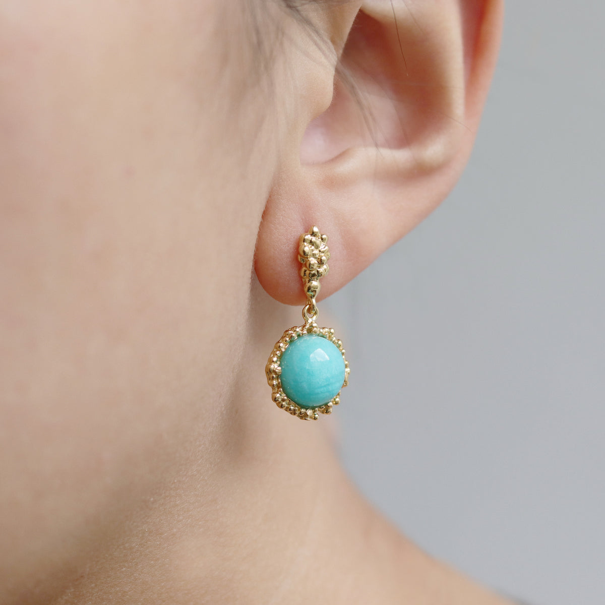 Textured Cabochon Amazonite Earrings