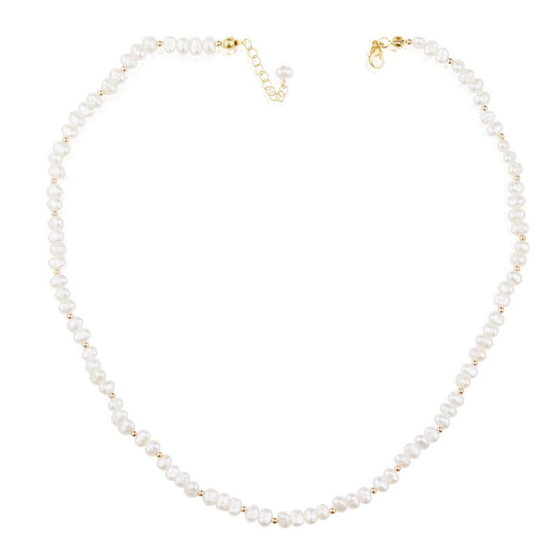 Gold Bead & Pearl Necklace – Mounir Jewellery